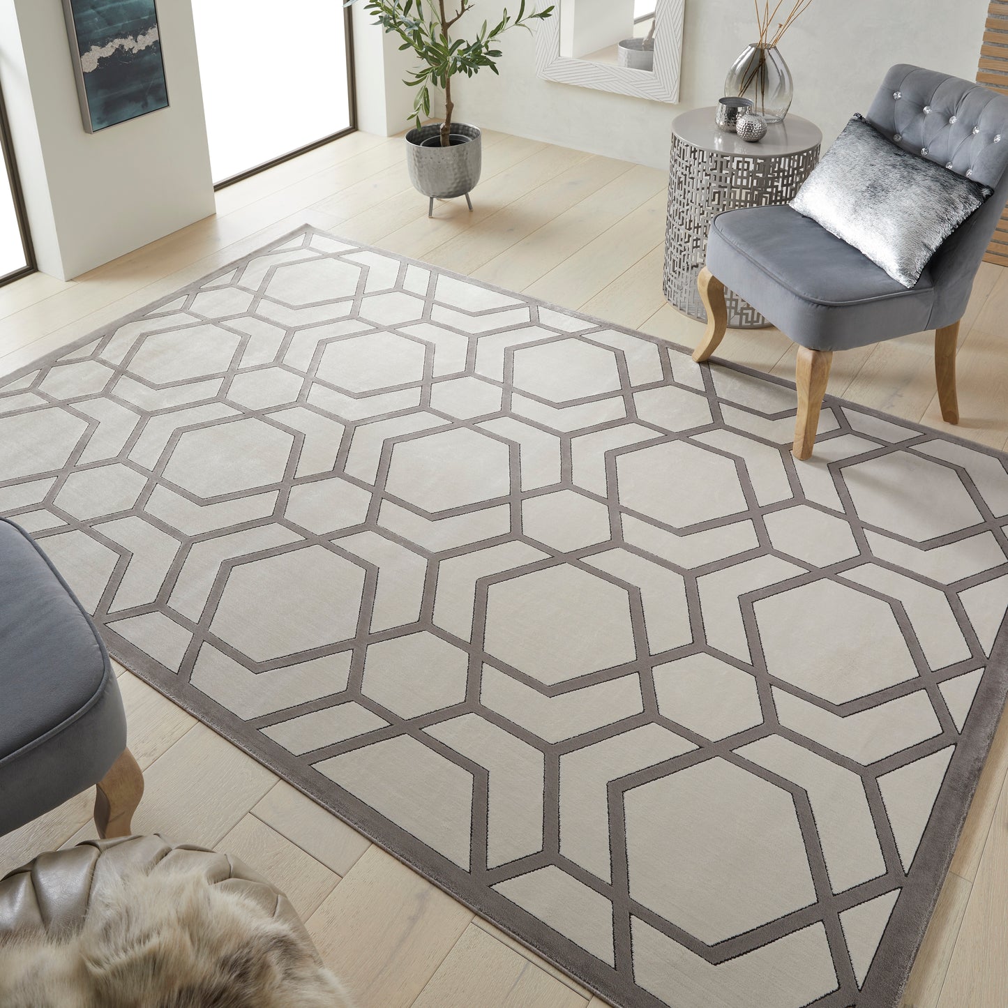 Lugano Ivory Grey Rug